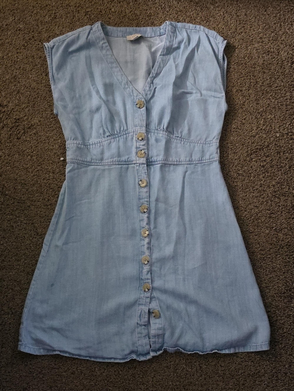 LOFT Light Blue Linen-Texture Top